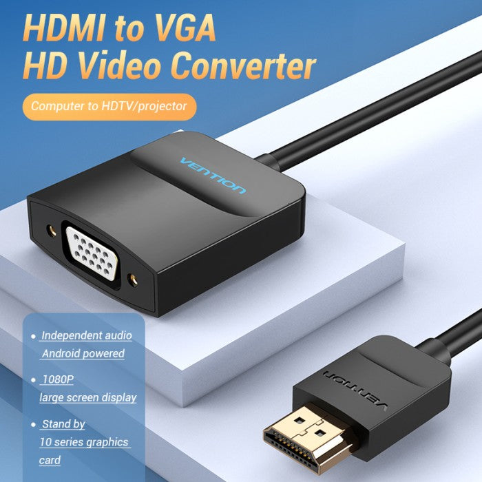 Vention HDMI to VGA Converter Adapter For Monitor dan Proyektor 0.15M - 42154