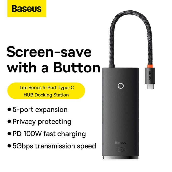 BASEUS Lite Series 5-Port Type-C HUB Docking Station WKQX04