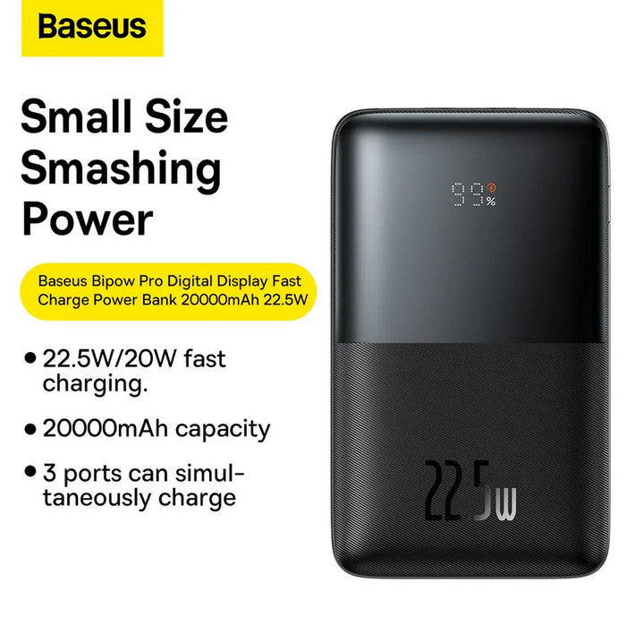 Baseus Bipow Pro Digital Display Fast Charge Powerbank 20000mAh 22.5W