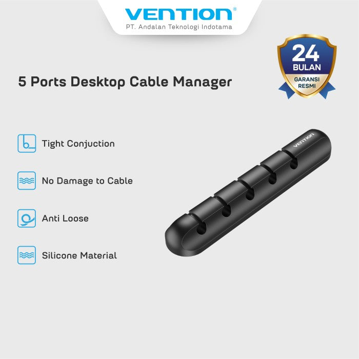 Vention Kabel Manager Organizer Cable Clips Holder For Dekstop 5 Line Ports - KBR