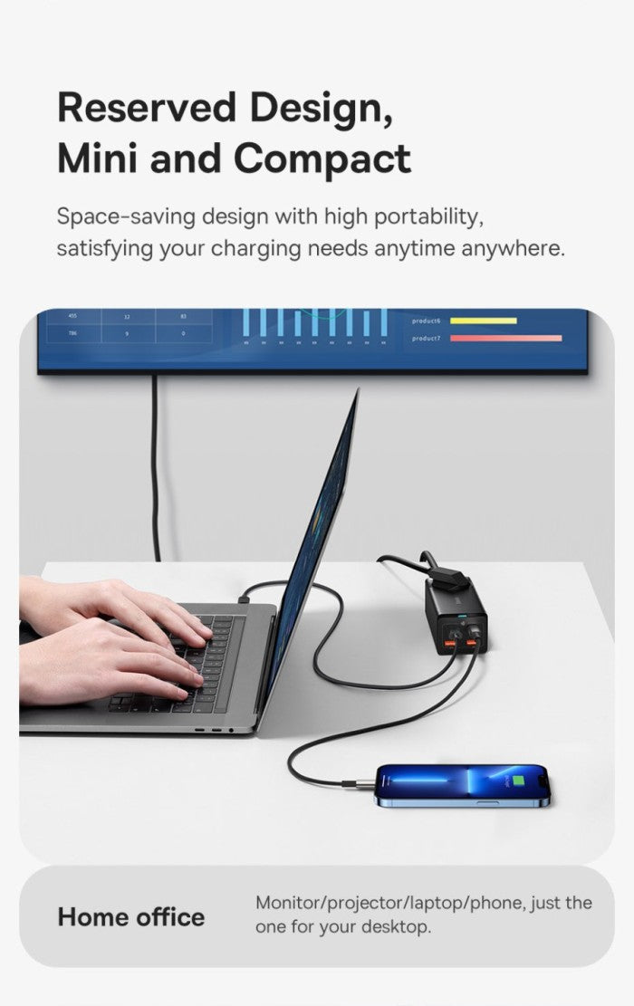 GAN3 PRO Desktop Powerstrip AC+2U+2C 65W EU (Inc: Baseus Xiaobai)-PSZM