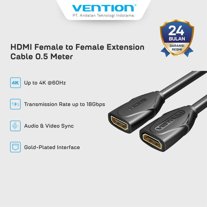 Vention Kabel HDMI 2.0 Extension Cable Female to Female 4K 60Hz 1080P 18Gbps High Speed - AAX