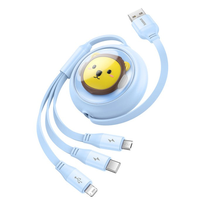 Baseus Leo Retractable Charging Cable 3-in-1 USB to M+L+C 3.5A 1.1m