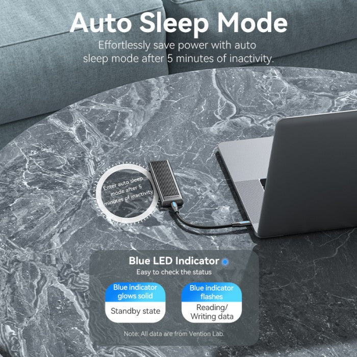 Vention Cassing M.2 NVMe SSD HDD Enclosure Bundling Kabel USB 3.1 Type C Gen 2 Heat Sink ABS Aluminum Alloy - KPK