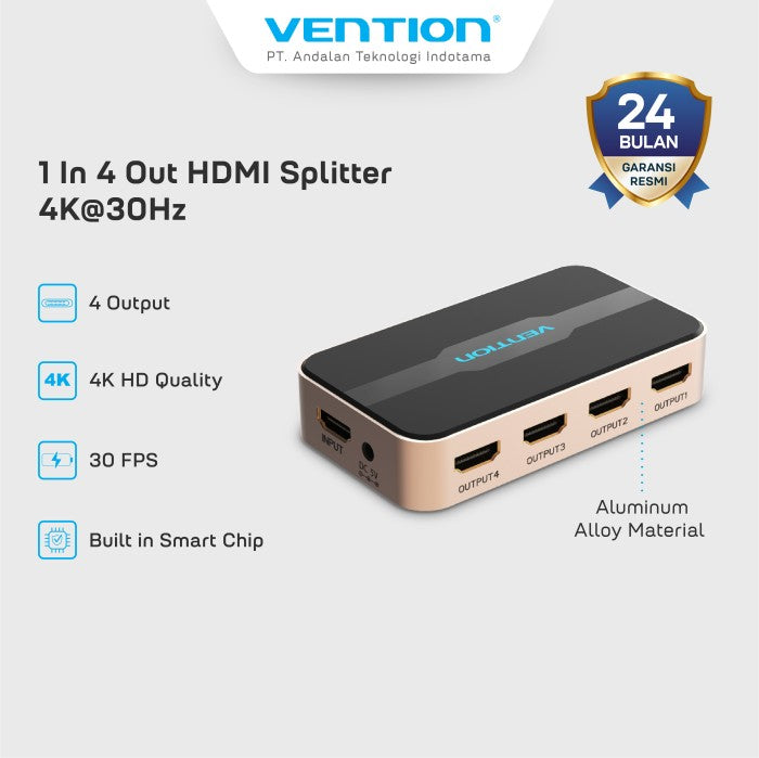 Vention Splitter HDMI 2.0 (1 in 4 Out) Full HD 3D 4K - ACCG0