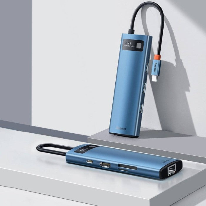Baseus Metal Gleam Series 8-in-1 Multifunctional Type-C Blue
