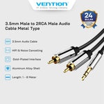 Vention Kabel Adapter Cable Jack Audio 3.5mm Male to 2 RCA Male High Quality 1M 2M 3M 5M 8M - BCF
