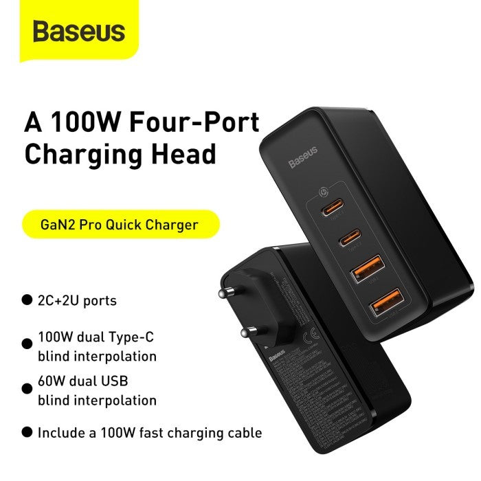 Baseus GaN2 Pro Charger Quick Charging 2C 2U 100W EU - CCGAN2P-L