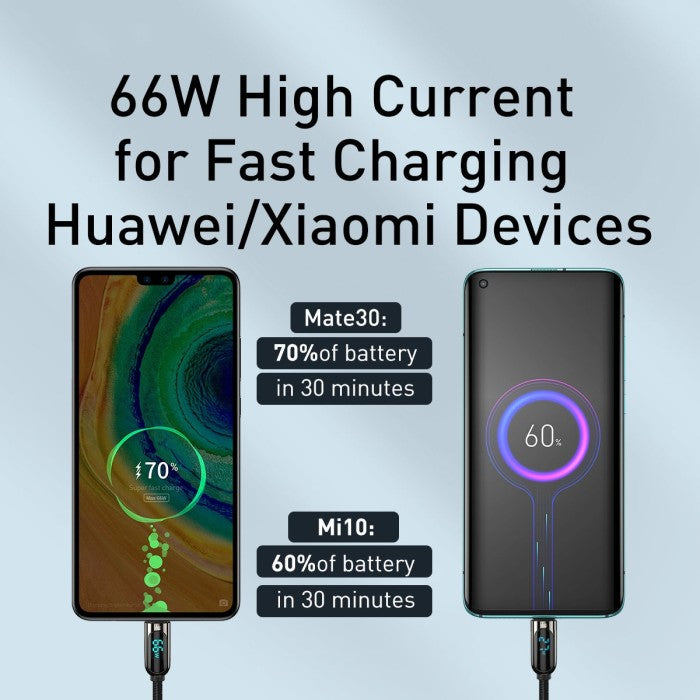 Baseus Display Fast Charging Data Cable USB to Type-C 66W 1m - CASX02