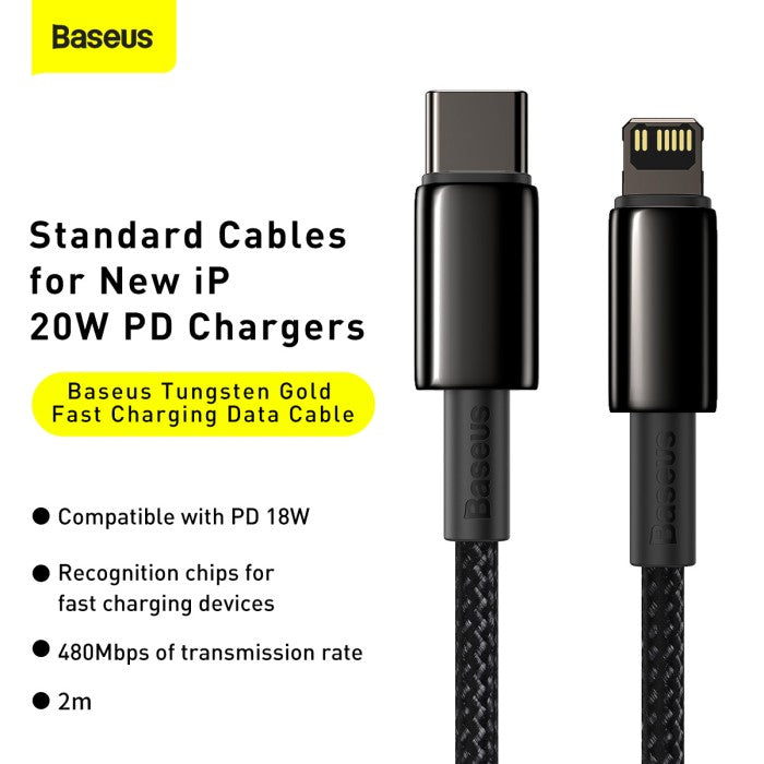 BASEUS Tungsten Gold Fast Charging Data Cable C to iP 20W 2m CATLWJ-A