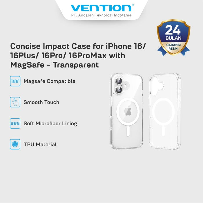 Vention Concise Cassing iPhone 16 Plus Pro Max Magnetic Magsafe Transparet Case - KUG