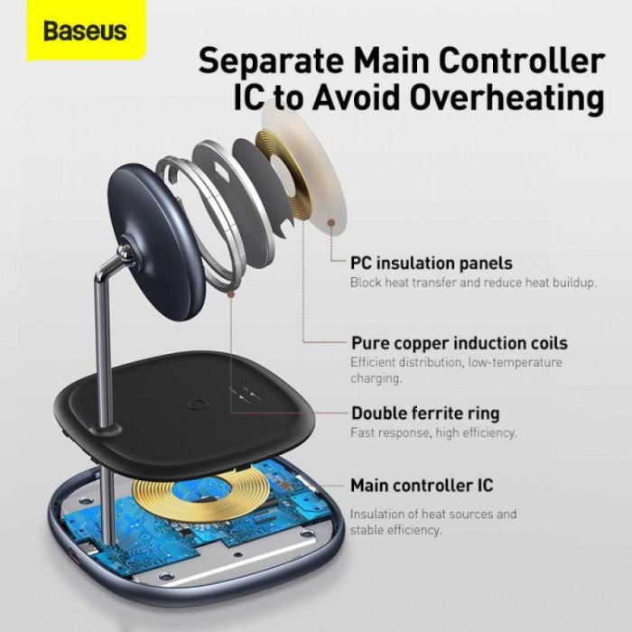 Baseus Swan 2-in-1 Wireless Magnetic Charging Bracket 20W - black