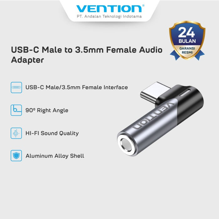 Vention Adapter USB Type C Male to AUX 3.5mm Female Right Angle Audio Converter - BGW