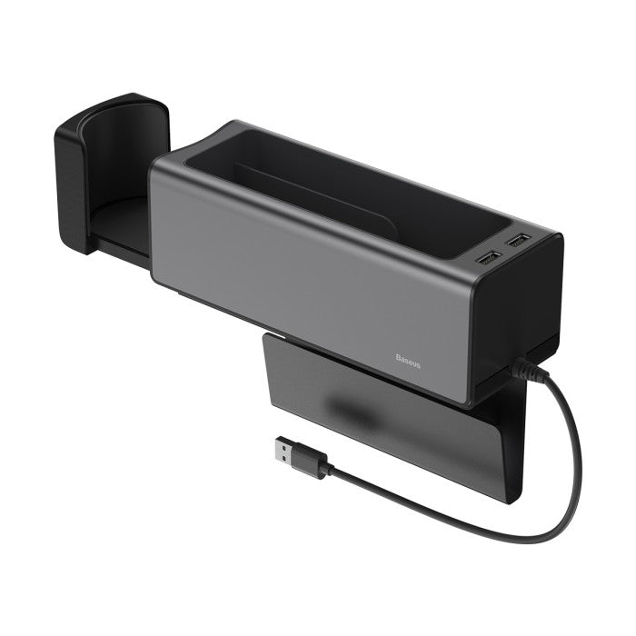 BASEUS Deluxe Metal Armrest Console Organizer with USB CRCWH-A
