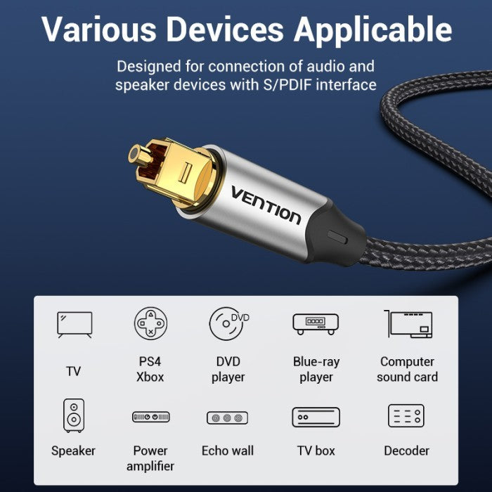 Vention Kabel Toslink Optical Fiber Digital Audio Cable 10M 15M - BAV