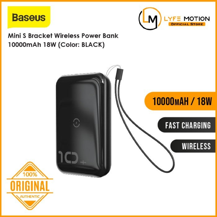 Powerbank Baseus Mini S Bracket 10W Wireless Charger 10000mAh 18W
