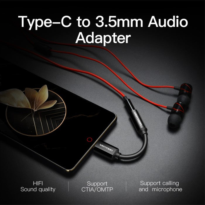Vention Kabel Audio Converter Type-C to Jack Female 3.5mm 0.1M - CFI