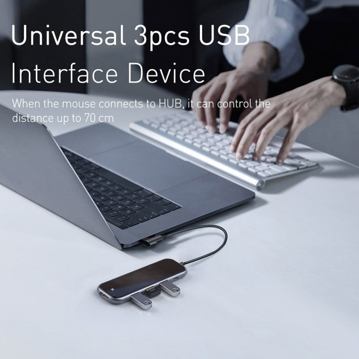 BASEUS Multi-functional HUB (Type-C to 3xUSB3.0+HD4K+PD) Gray CAHUB-BZ