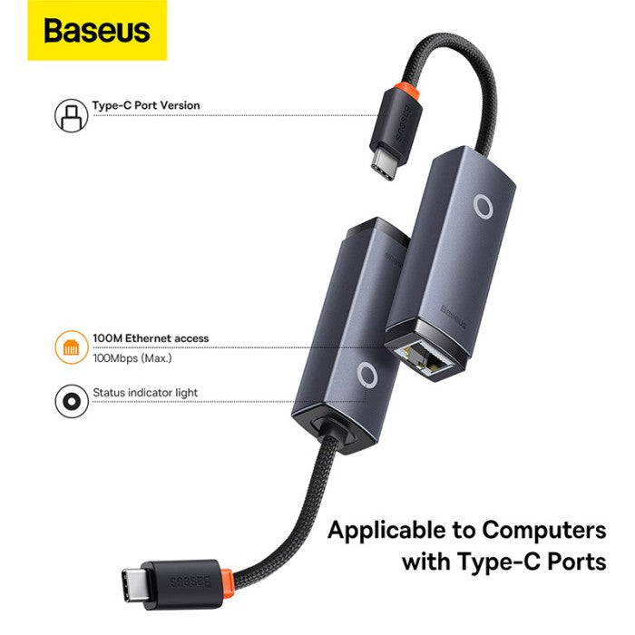 Baseus Lite Series Ethernet Adapter Type-C to RJ45 LAN Port 100Mbps