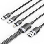 Vention Kabel Data Charger Cable 3in 1 USB A 2.0 to USB Type C/Micro/Lightning 3A 60W 480 Mbps - CTP