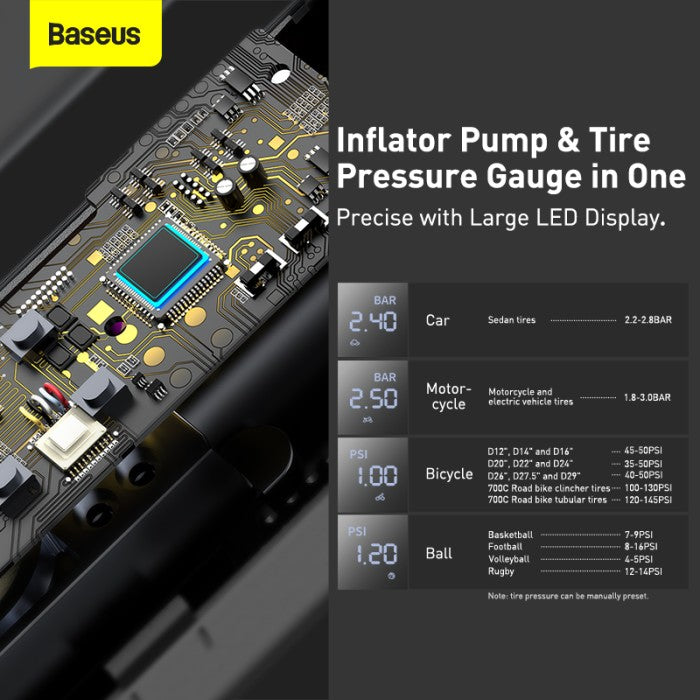 Baseus Super Mini Inflator Pump Black Pompa Ban Portabel - CRCQ000001