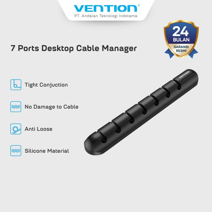 Vention Kabel Manager Organizer Cable Clips Holder For Dekstop 7 Line Ports - KBS