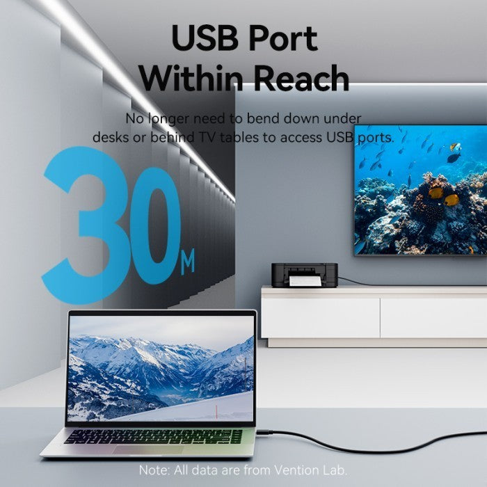 Vention Kabel Active Extension Cable USB A 2.0 Male to Female 480Mbps Type C Power Supply 2A 25M 30M - CBK