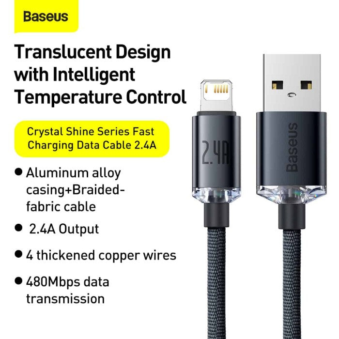 BASEUS Crystal Shine Series Fast Charging Data USB to iP 2.4A CAJY0