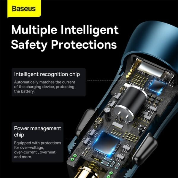Baseus Golden Contactor Max Dual Fast Car Charger U+U 60W - CGJM