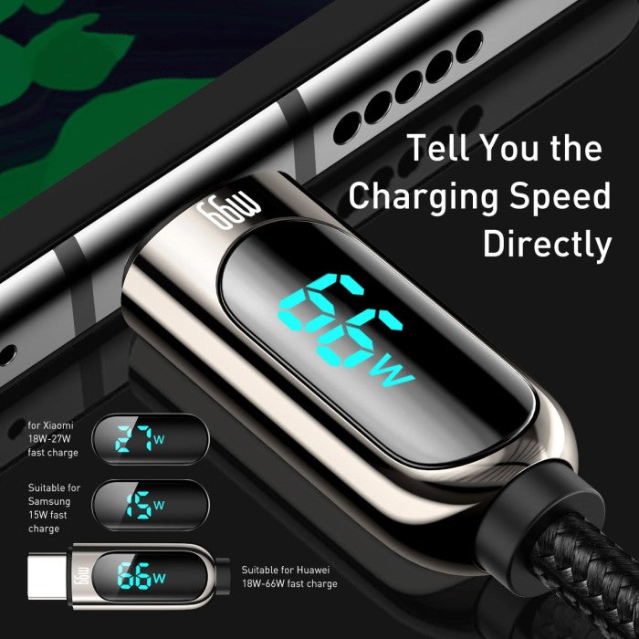 Baseus Display Fast Charging Data Cable USB to Type-C 66W 1m - CASX02