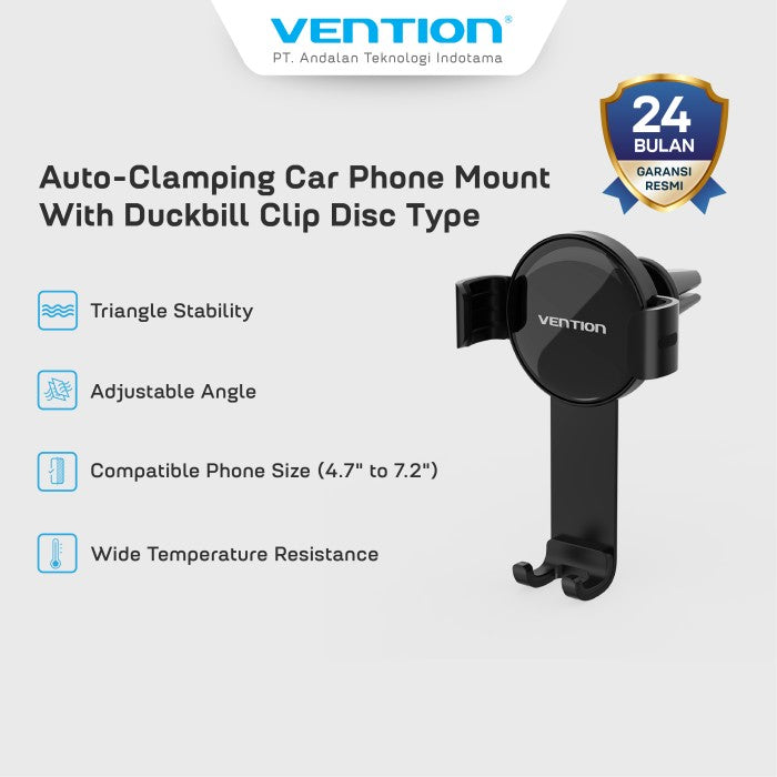 Vention Auto-Clamping Car Phone Mount With Duckbill Clip - KCG