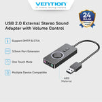 Vention USB Sound Card External Stereo Sound Adapter With Volume Control - CDR