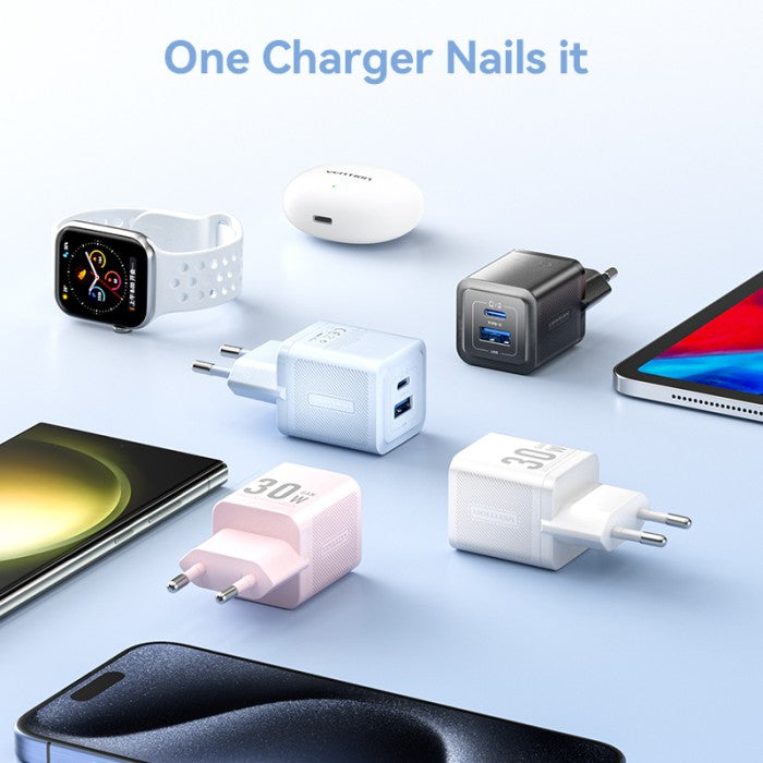 Vention Charger Adaptor GaN 30W PD USB C+A Fast Charger - FEQ