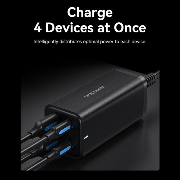 Vention Adaptor Gan Charger 4 Port (2C+2A) EU 100W PD Fast Charging - FBS