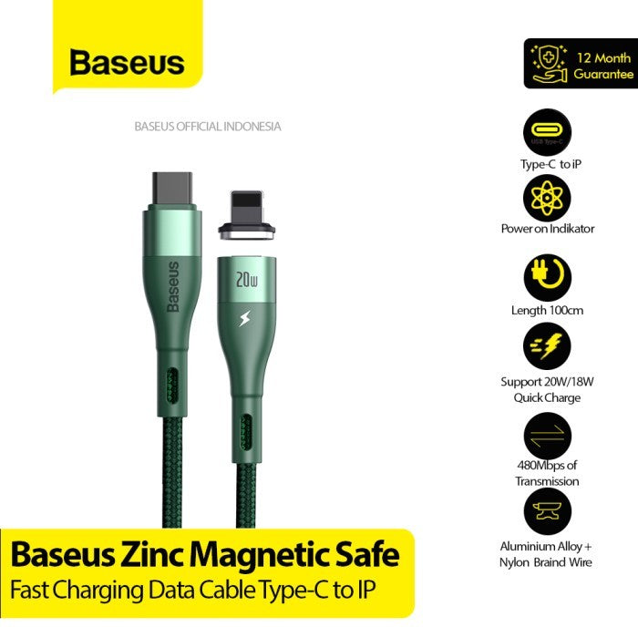 BASEUS Zinc Magnetic Safe Fast Charging Cable C to IP 1m PD 20W CATLXC