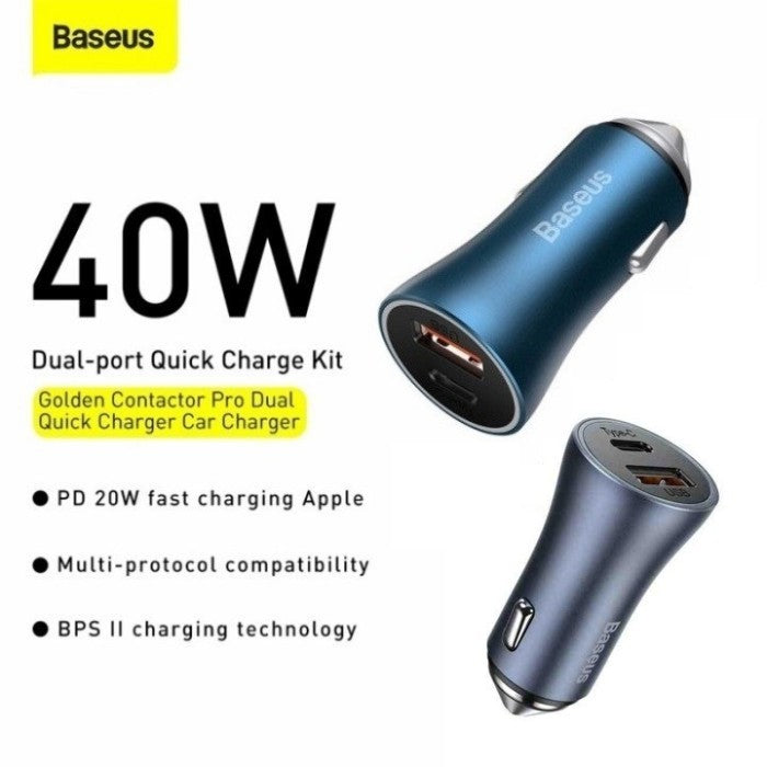 BASEUS Golden Contactor ProDual Quick Charger Car Charger U+C 40W CCJD