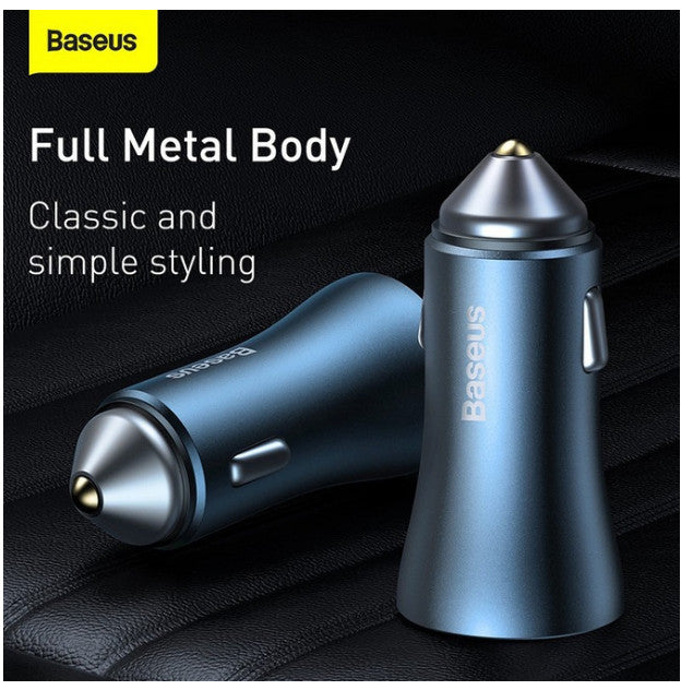 Baseus Golden Contactor Pro Dual Quick Charger Car Charger U+C 40W & Kabel iPhone