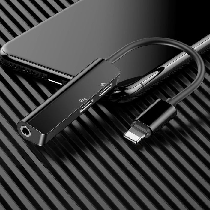 BASEUS 3-in-1 iP Male to Dual iP & 3.5mm Female Adapter L52 - CALL52