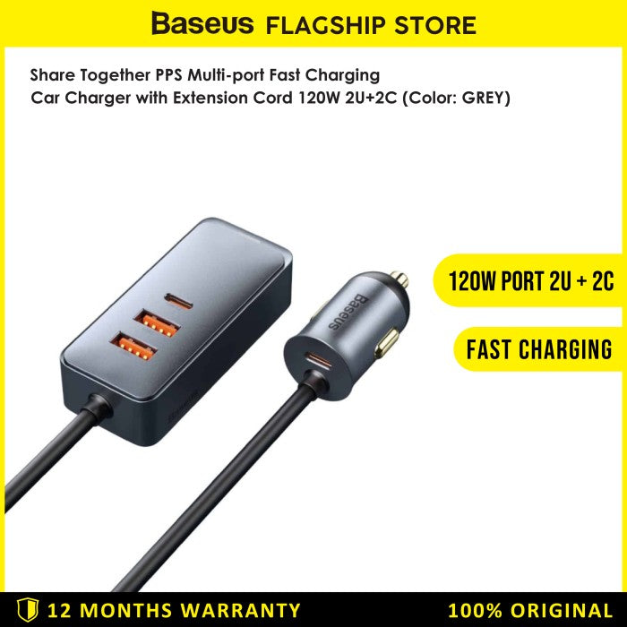 Baseus 4-Port USB Car Charger QC 3.0 PD 3.0 120W - CCBT-A