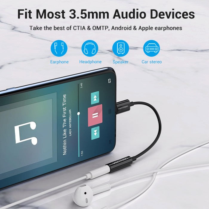 Vention Kabel  Adapter USB Type C to AUX 3.5mm Earphone Jack Audio - BGI