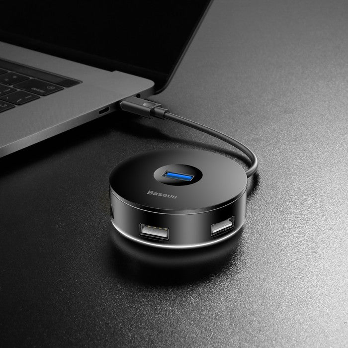 BASEUS round box HUB adapter?Type-C to USB3.0*1+USB2.0*3) CAHUB-G