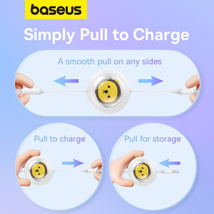 Baseus Leo Retractable Charging Cable 3-in-1 USB to M+L+C 3.5A 1.1m