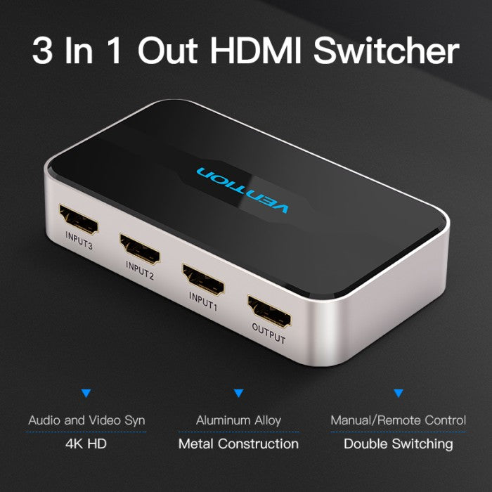 Vention HDMI Switcher 3 in 1 Output 4K@30hz- AFF