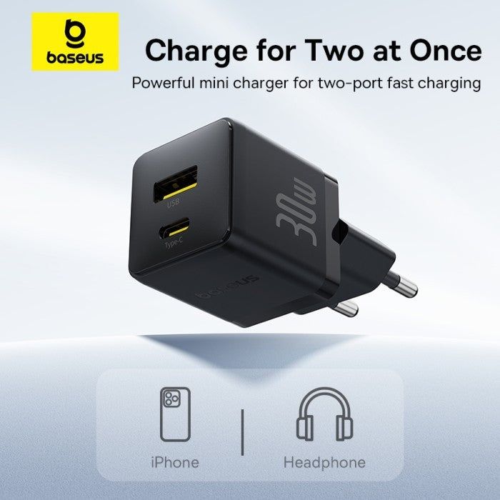 Baseus Palm Kepala Charger USB A + Type C 30W EU