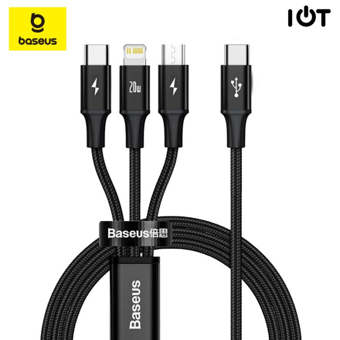 BASEUS Rapid Series 3-in-1 Cable Type-C to C+L+C PD 20W 1.5m CAMLT-SC