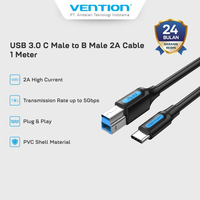 Vention Kabel USB 3.0 Type C Male to B Male 2A Cable For Printer Cable/HDD Case Enclosure/ Media Player soundcard - CQV