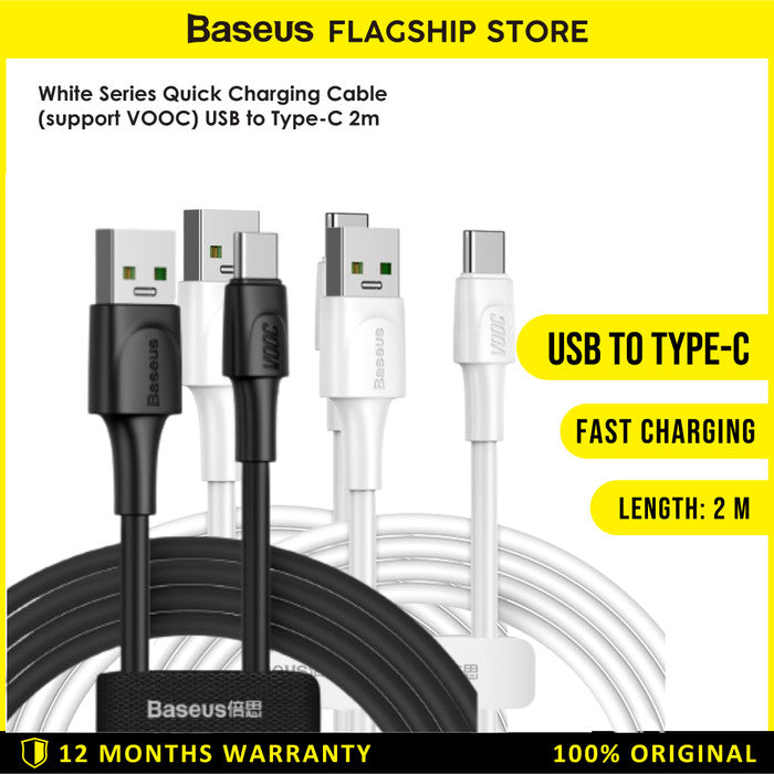 BASEUS White Series (support VOOC) Quick Charging USB Type-C CATSW-G