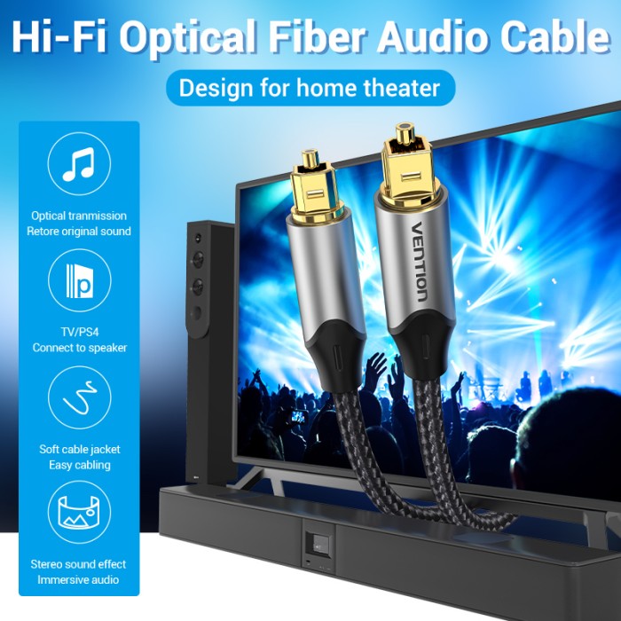 Vention Kabel Toslink Optical Fiber Digital Audio Cable 1M 2M 3M 5M - BAV