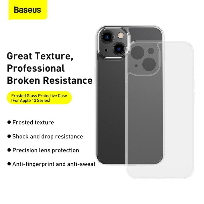 Baseus Frosted Glass Protective Case For iP 13 2021 Transparent