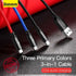BASEUS Three Primary Colors 3-in-1 Cable USB For M+L+T 3.5A 30CM CAMLT